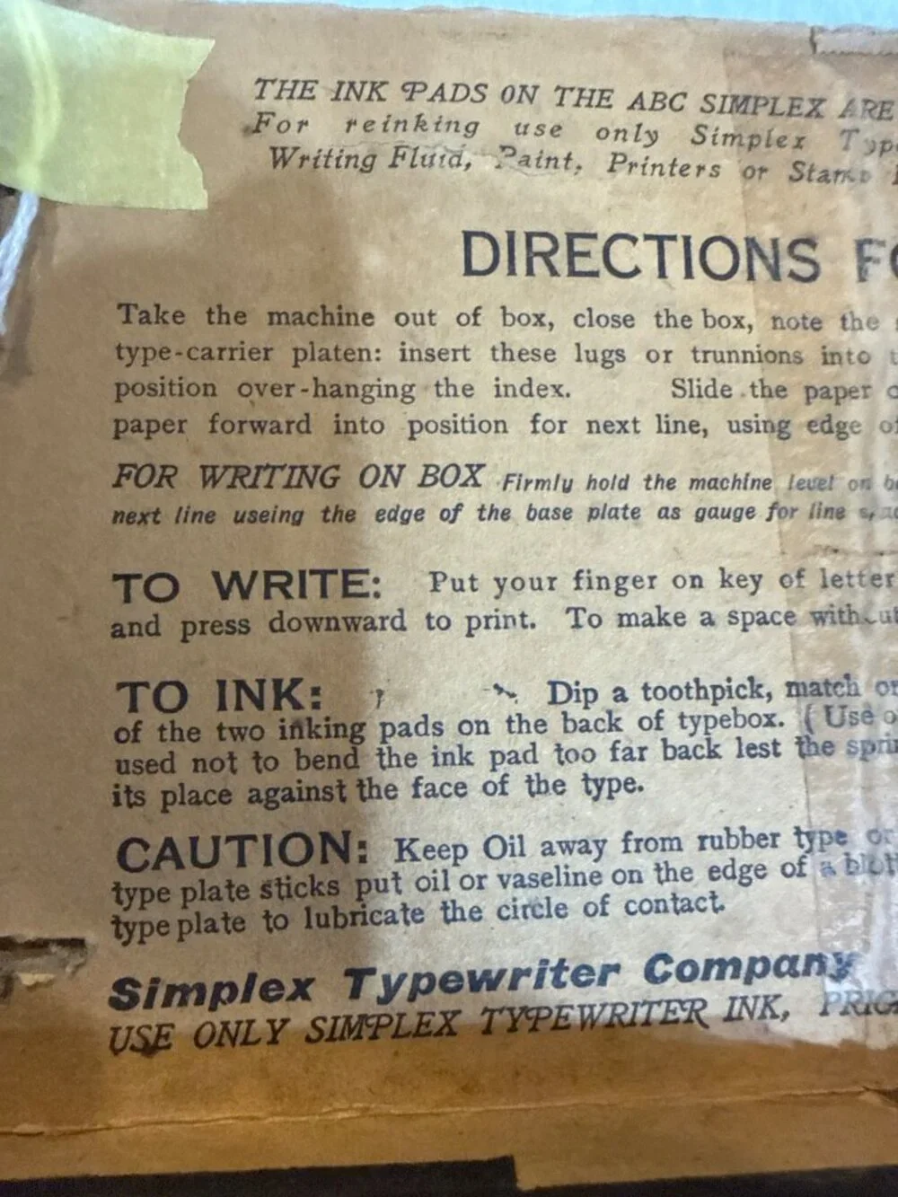 Simplex Typewriter Company original vintage